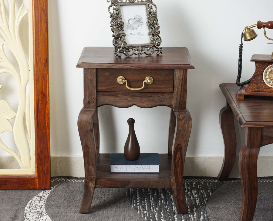 Denmark Solid Wood Bedside Table - Bedside Table - Furniselan - Grey-Finish