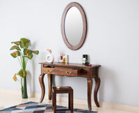 Denmark Solid Wood Dressing Table With Wall Hang Mirror - Furniselan-Teak-Finish