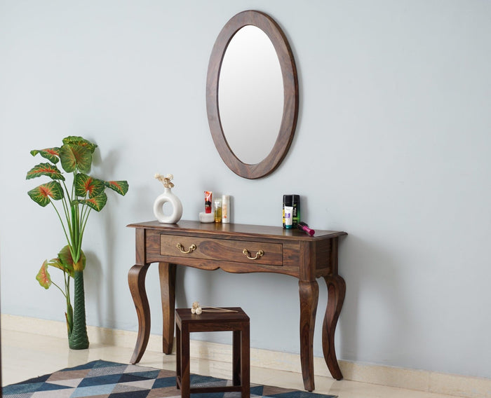 Denmark Solid Wood Dressing Table With Wall Hang Mirror - Furniselan