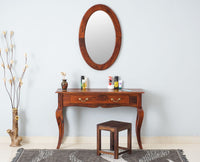 Denmark Solid Wood Dressing Table With Wall Hang Mirror - Furniselan-Maple-Finish