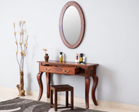 Denmark Solid Wood Dressing Table With Wall Hang Mirror - Furniselan-Maple-Finish