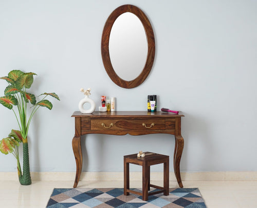 Denmark Solid Wood Dressing Table With Wall Hang Mirror - Furniselan