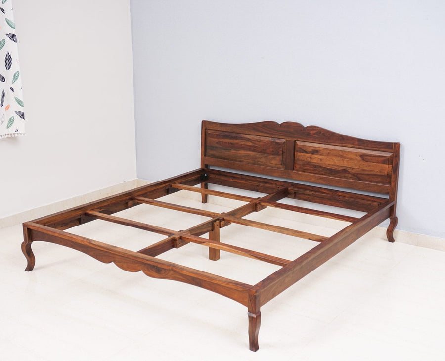Denmark Solid Wood Queen Size Bed - Furniselan-Teak-Finish