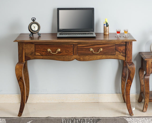 Denmark Two Drawer Study and Laptop Table - Study Table - Furniselan - Teak-Finish