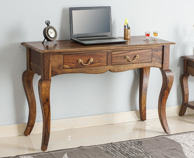 Denmark Two Drawer Study and Laptop Table - Study Table - Furniselan - Teak-Finish
