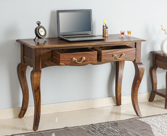 Denmark Two Drawer Study and Laptop Table - Study Table - Furniselan - Teak-Finish