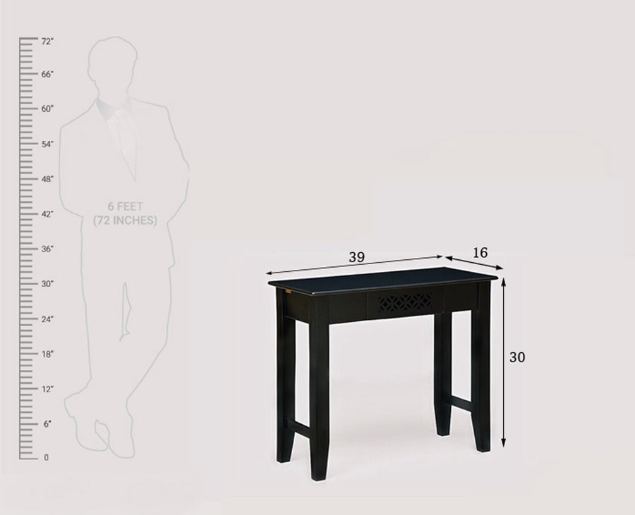 Denpasar Solid Wood Study Table with One Drawer - Study Table - Furniselan - Walnut-Finish