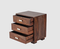 Denver Solid Wood Three Drawer Bedside Table Furniselan-Grey-Finish