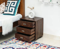 Denver Solid Wood Three Drawer Bedside Table Furniselan-Grey-Finish