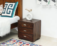 Denver Solid Wood Three Drawer Bedside Table Furniselan-Grey-Finish
