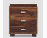 Denver Solid Wood Three Drawer Bedside Table Furniselan-Teak-Finish