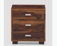 Denver Solid Wood Three Drawer Bedside Table Furniselan-Teak-Finish