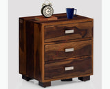 Denver Solid Wood Three Drawer Bedside Table Furniselan-Teak-Finish