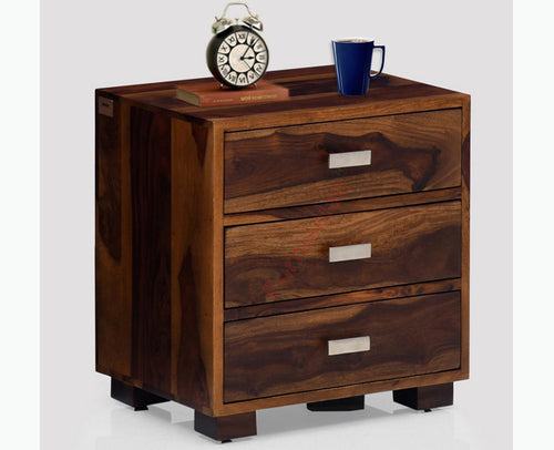 Denver Solid Wood Three Drawer Bedside Table Furniselan