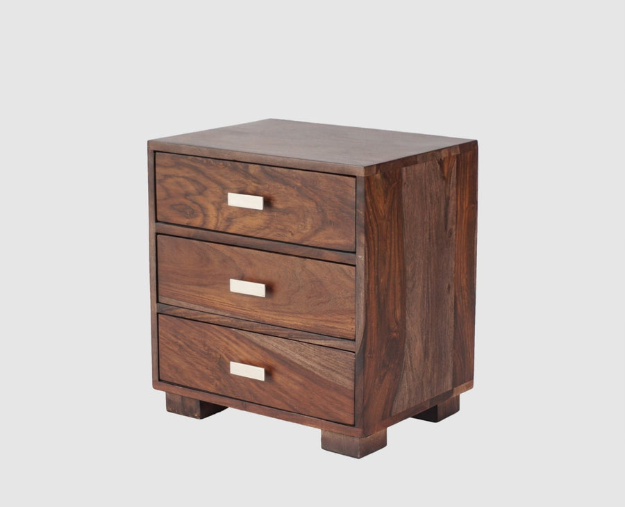 Denver Solid Wood Three Drawer Bedside Table Furniselan-Grey-Finish