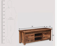 Dhaka Solid Wood Two Doors & Door Tv Cabinet-Rustic Teak Finish - Tv Cabinet - Furniselan-Rustic-Teak-Finish