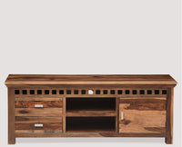 Dhaka Solid Wood Two Doors & Door Tv Cabinet-Rustic Teak Finish - Tv Cabinet - Furniselan-Rustic-Teak-Finish