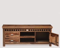 Dhaka Solid Wood Two Doors & Door Tv Cabinet-Rustic Teak Finish - Tv Cabinet - Furniselan-Rustic-Teak-Finish