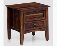 Dnipro Solid Wood Two Drawers Bedside Table - Bedside Table - Furniselan-Teak-Finish