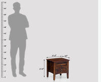 Dnipro Solid Wood Two Drawers Bedside Table - Bedside Table - Furniselan-Teak-Finish
