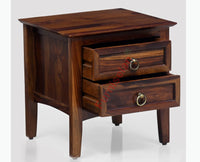 Dnipro Solid Wood Two Drawers Bedside Table - Bedside Table - Furniselan-Teak-Finish