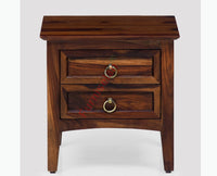 Dnipro Solid Wood Two Drawers Bedside Table - Bedside Table - Furniselan-Teak-Finish