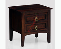 Dnipro Solid Wood Two Drawers Bedside Table - Bedside Table - Furniselan-Rosewood-Fine-Finish