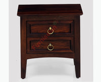 Dnipro Solid Wood Two Drawers Bedside Table - Bedside Table - Furniselan-Rosewood-Fine-Finish