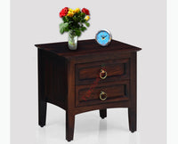 Dnipro Solid Wood Two Drawers Bedside Table - Bedside Table - Furniselan-Rosewood-Fine-Finish