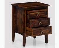 Donetsk Solid Wood Three Drawers Bedside Table - Bedside Table - Furniselan-Teak-Finish