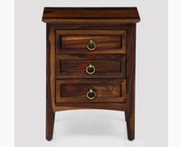 Donetsk Solid Wood Three Drawers Bedside Table - Bedside Table - Furniselan-Teak-Finish