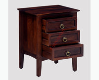 Donetsk Solid Wood Three Drawers Bedside Table - Bedside Table - Furniselan-Rosewood-Fine-Finish