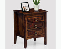 Donetsk Solid Wood Three Drawers Bedside Table - Bedside Table - Furniselan-Teak-Finish