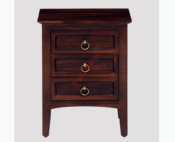Donetsk Solid Wood Three Drawers Bedside Table - Bedside Table - Furniselan