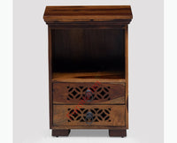 Douala Solid Wood Two Drawers Bedside Table - Bedside Table - Furniselan-Teak-Finish