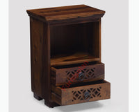 Douala Solid Wood Two Drawers Bedside Table - Bedside Table - Furniselan-Teak-Finish
