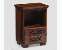 Douala Solid Wood Two Drawers Bedside Table - Bedside Table - Furniselan-Teak-Finish