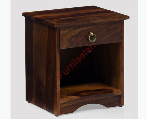 Dubai Solid Wood One Drawer Bedside Table - Bedside Table - Furniselan-Teak-Finish