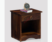 Dubai Solid Wood One Drawer Bedside Table - Bedside Table - Furniselan-Teak-Finish