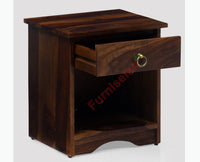 Dubai Solid Wood One Drawer Bedside Table - Bedside Table - Furniselan-Teak-Finish