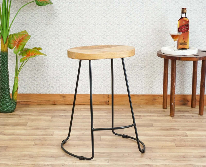 Dublin Solid Wood Kitchen Stool Bar Stool in Natural Finish Furniselan