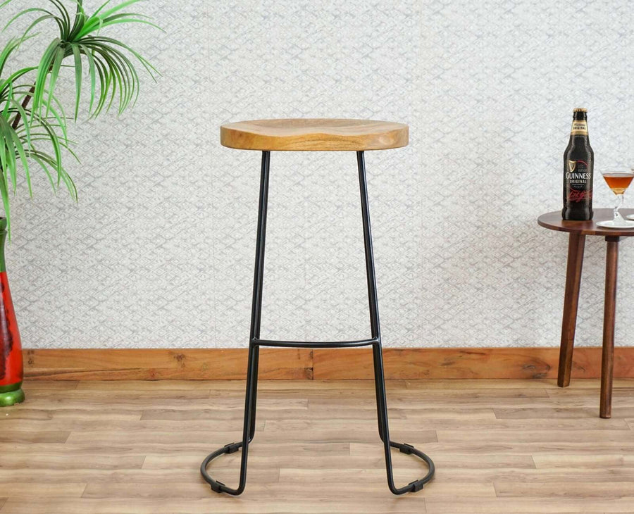 Dublin Solid Wood Kitchen Stool Bar Stool in Natural Finish Furniselan - Natural-Finish