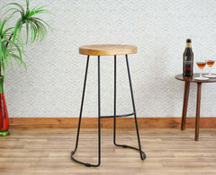 Dublin Solid Wood Kitchen Stool Bar Stool in Natural Finish Furniselan - Natural-Finish