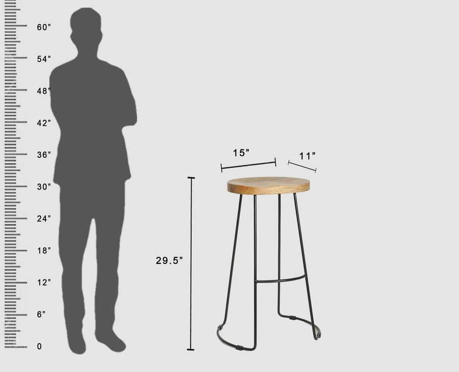 Dublin Solid Wood Kitchen Stool Bar Stool in Natural Finish Furniselan - Natural-Finish