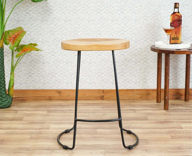 Dublin Solid Wood Kitchen Stool Bar Stool in Natural Finish Furniselan - Natural-Finish