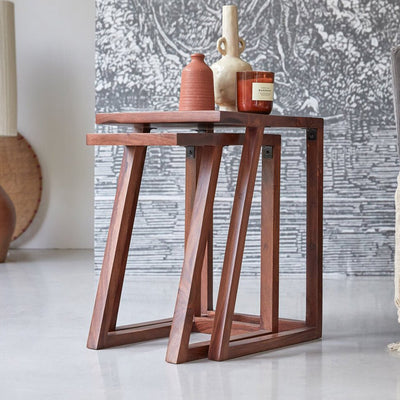 Wooden Nested Tables &amp; Stools