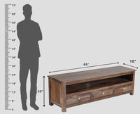 Fly Sheesham Wood Three Drawer TV Cabinet - Tv Cabinet - Furniselan - Grey-Finish
