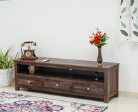 Fly Sheesham Wood Three Drawer TV Cabinet - Tv Cabinet - Furniselan - Grey-Finish
