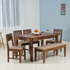 Frankfurt Sheesham Wood 6 Seater Dining Table Set with 4 Chair & 1 Bench for Dining Room - Dining Set - Furniselan - Rustic-Teak-Finish