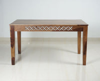 Frankfurt Sheesham Wood 6 Seater Dining Table Set with 4 Chair & 1 Bench for Dining Room - Dining Set - Furniselan - Rustic-Teak-Finish